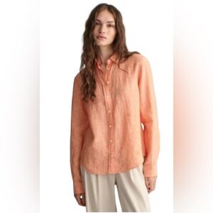 Women's J.crew Perfect Baird Mcnutt‎ Irish Linen Buttondown Size 0 Coral Pink